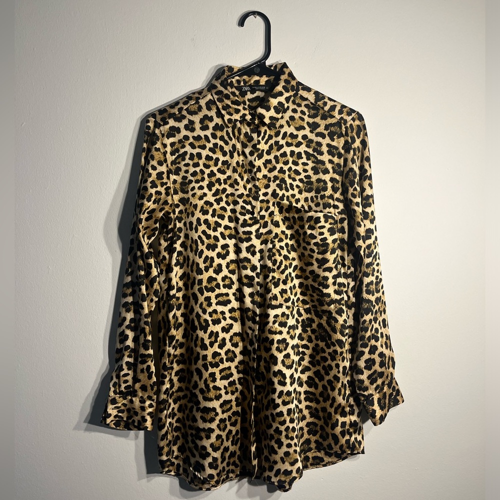 Zara Leopard Print Button Down - image 1